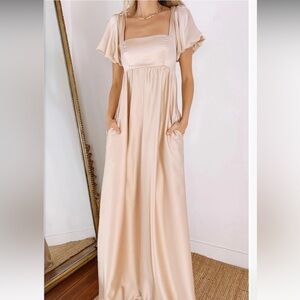 Nora Maxi Dress Color Champagne Luxe Satin